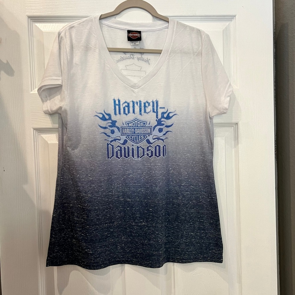 Harley Davidson T-Shirt Polyester Cotton Ombre Bikercore 2XL Moto Americana